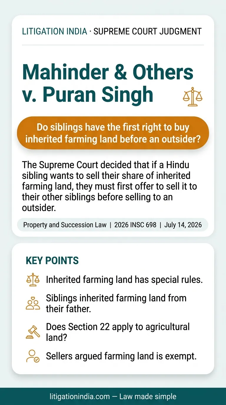 Mahinder & Others v. Puran Singh — infographic summary