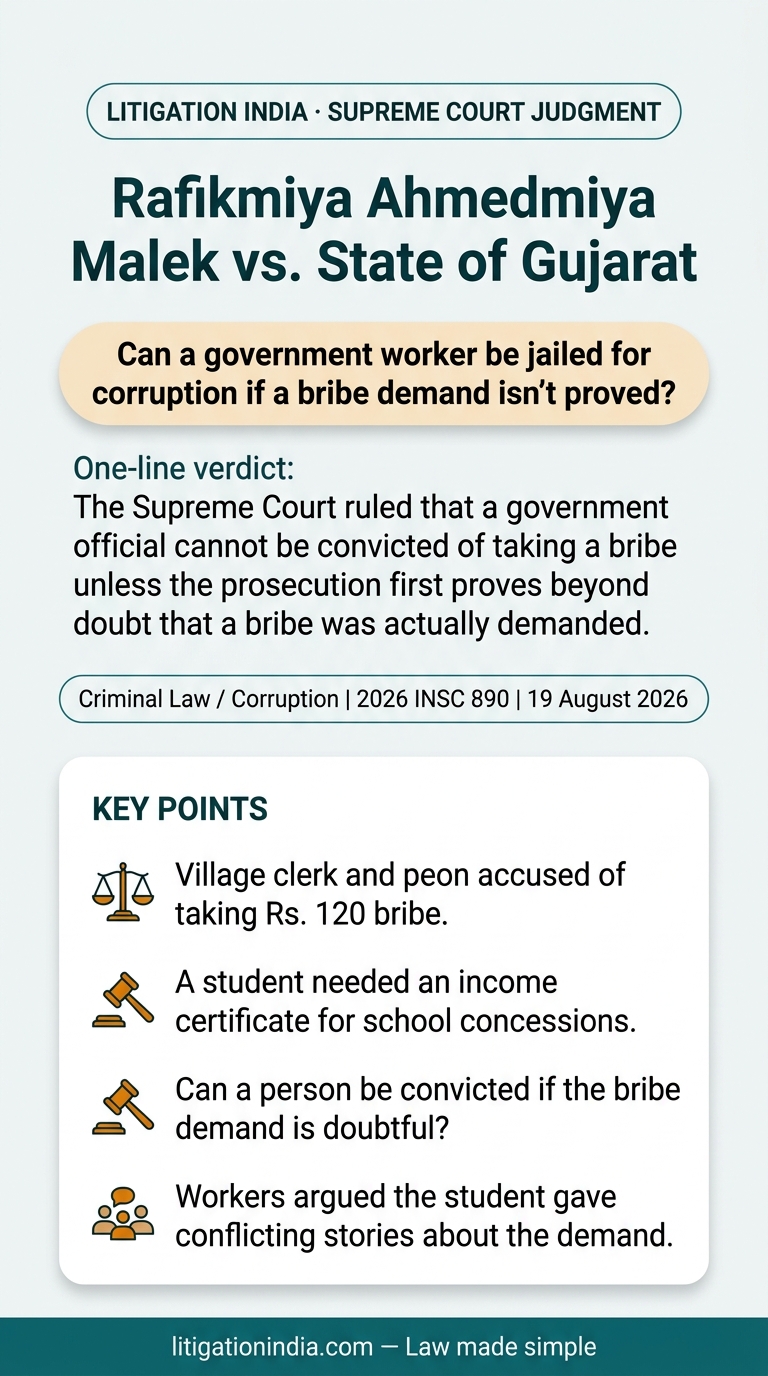Rafikmiya Ahmedmiya Malek vs. State of Gujarat — infographic summary