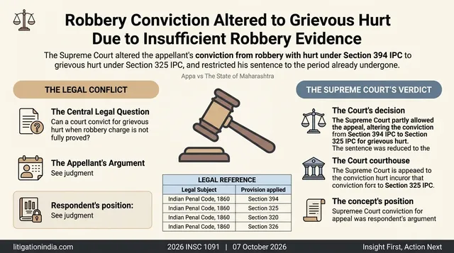 Robbery Conviction Altered to Grievous Hurt Due to Insufficient Robbery Evidence