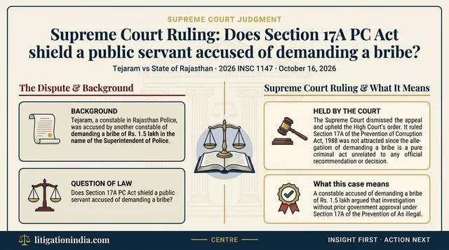 Section 17A PC Act Not Applicable to Bribery Demand by Public Servant