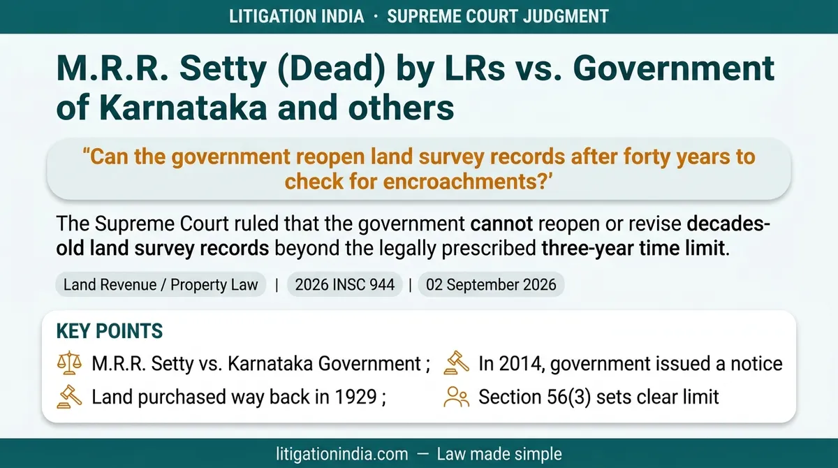 M.R.R. Setty (Dead) by LRs vs. Government of Karnataka and others — infographic summary