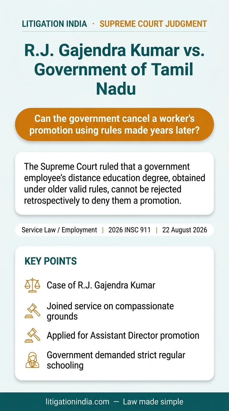 R.J. Gajendra Kumar vs. Government of Tamil Nadu — infographic summary