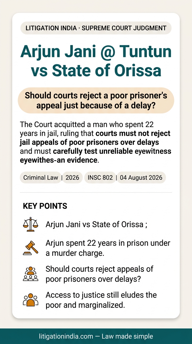 Arjun Jani @ Tuntun vs State of Orissa — infographic summary