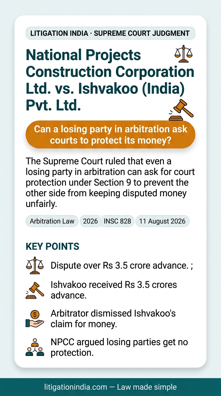 National Projects Construction Corporation Ltd. vs. Ishvakoo (India) Pvt. Ltd. — infographic summary