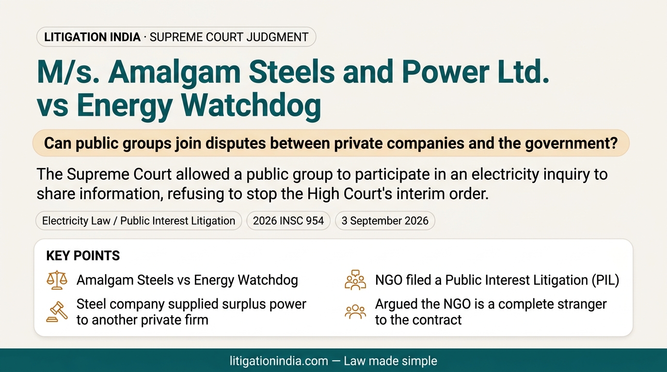 M/s. Amalgam Steels and Power Ltd. vs Energy Watchdog — infographic summary