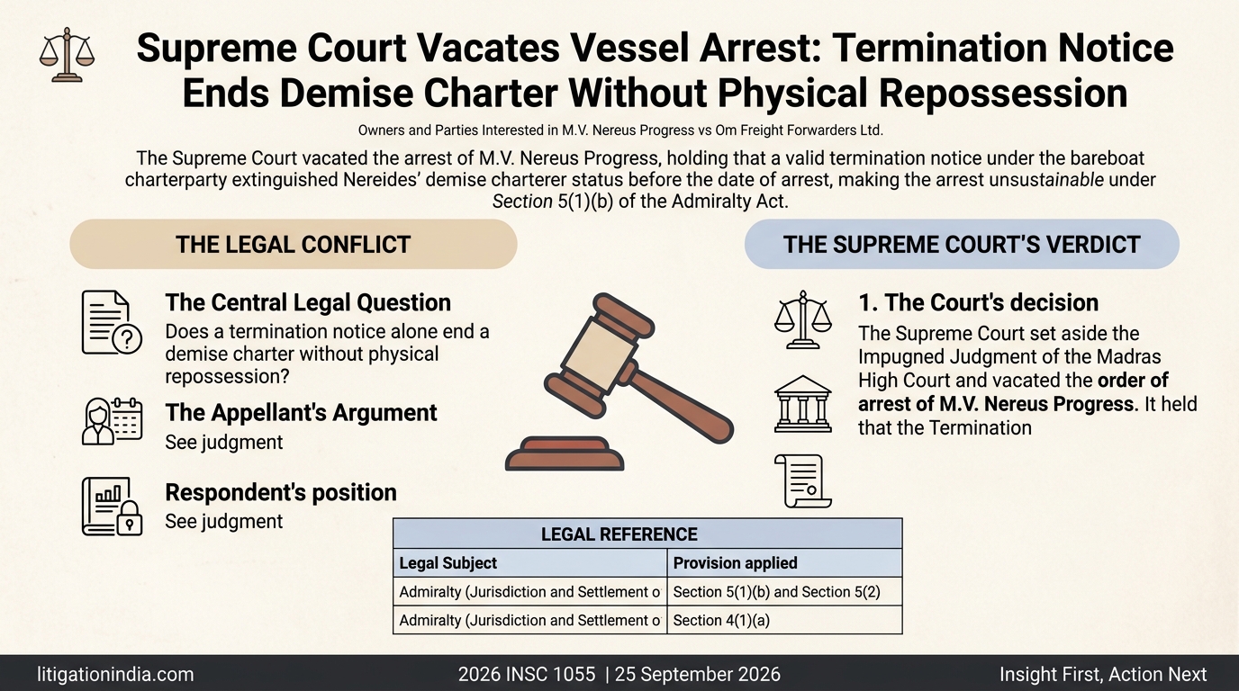 Supreme Court Vacates Vessel Arrest: Termination Notice Ends Demise Charter Without Physical Repossession
