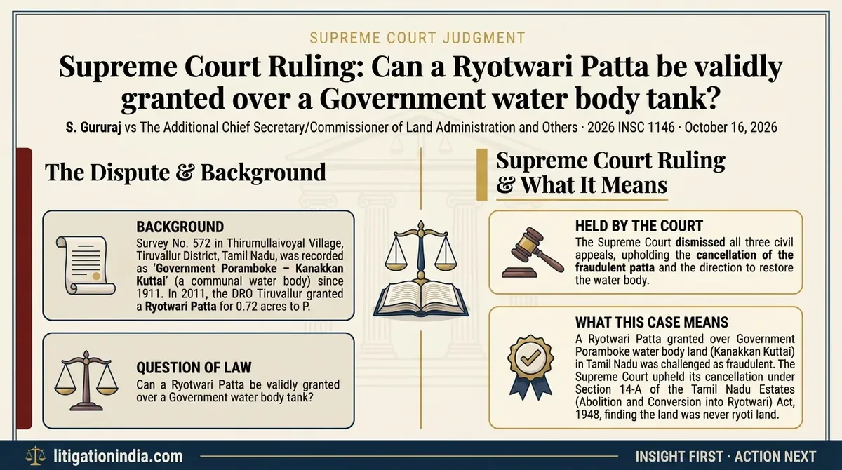 S. Gururaj vs The Additional Chief Secretary/Commissioner of Land Administration and Others — infographic summary