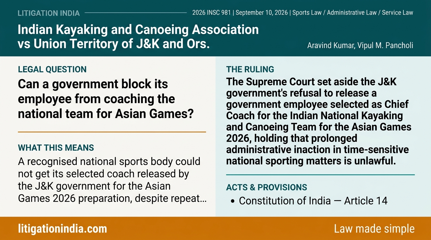 Supreme Court orders NOC for national coach withheld by J&K government
