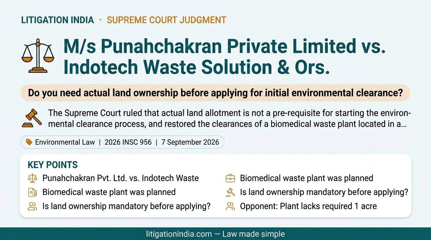 M/s Punahchakran Private Limited vs. Indotech Waste Solution & Ors — infographic summary