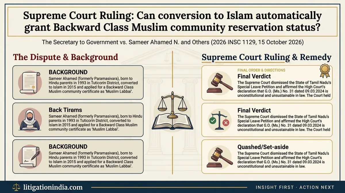 The Secretary to Government vs. Sameer Ahamed N. and Others — infographic summary