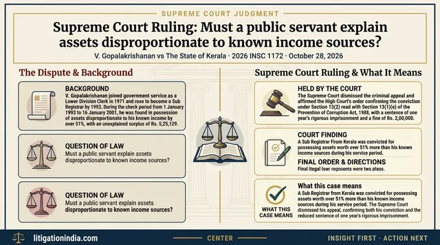 Supreme Court Upholds Conviction of Sub Registrar for Possessing Disproportionate Assets