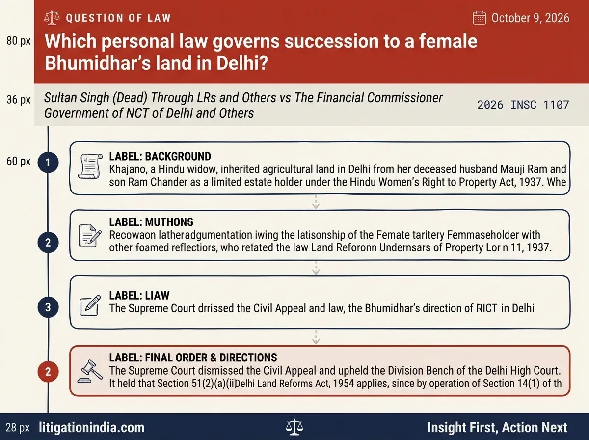 Sultan Singh (Dead) Through LRs and Others vs The Financial Commissioner Government of NCT of Delhi and Others — infographic summary