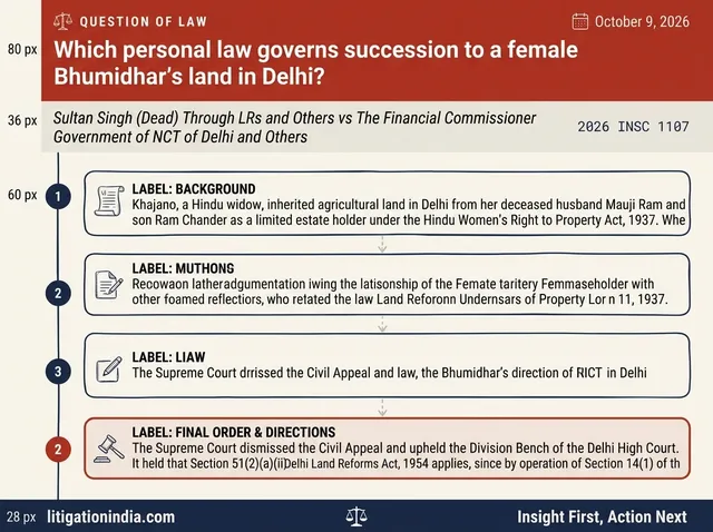 Hindu Widow's Limited Estate Converted to Absolute Ownership Under HSA 1956 Governs Bhumidhar Succession