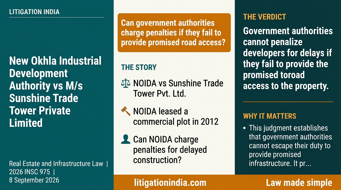 New Okhla Industrial Development Authority vs M/s Sunshine Trade Tower Private Limited — infographic summary