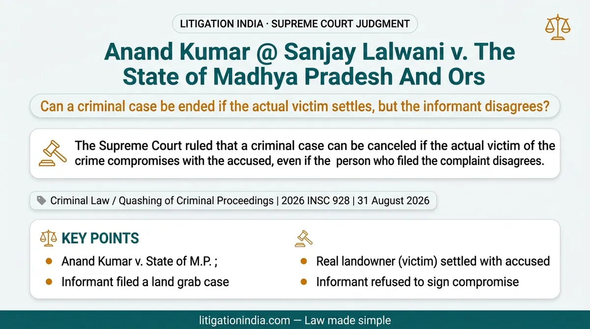 Anand Kumar @ Sanjay Lalwani v. The State of Madhya Pradesh And Ors. — infographic summary
