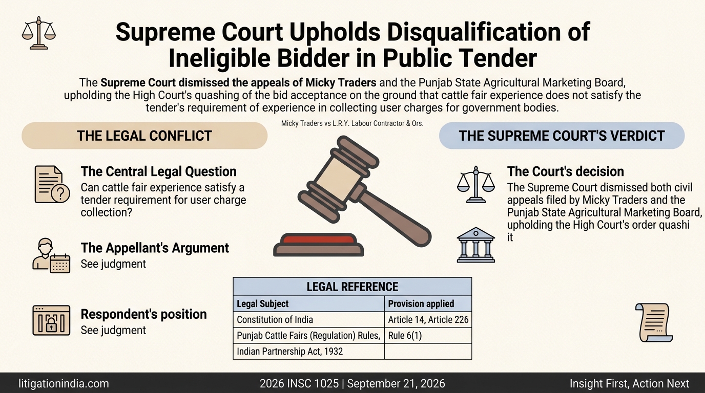 Micky Traders vs L.R.Y. Labour Contractor & Ors. — infographic summary