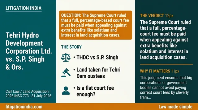 Full court fees must be paid when challenging extra land acquisition benefits in appeal