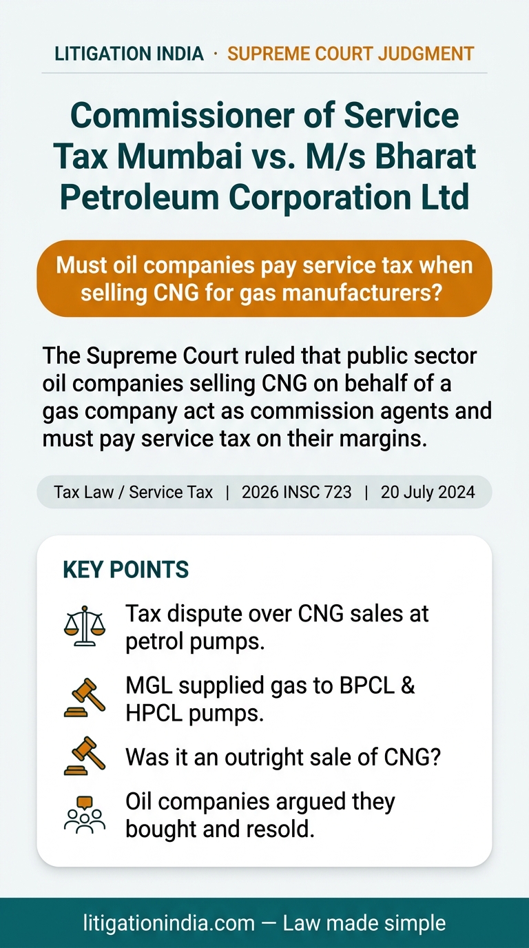 Commissioner of Service Tax Mumbai vs. M/s Bharat Petroleum Corporation Ltd. — infographic summary