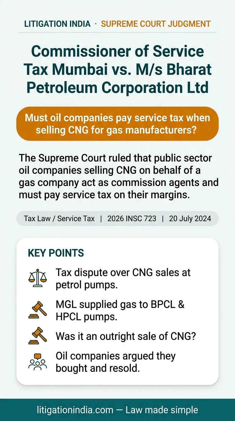 Commissioner of Service Tax Mumbai vs. M/s Bharat Petroleum Corporation Ltd. — infographic summary