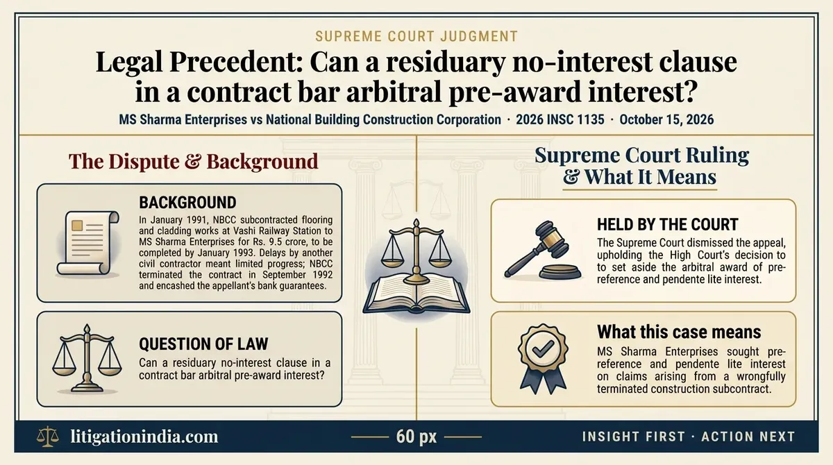 MS Sharma Enterprises vs National Building Construction Corporation — infographic summary