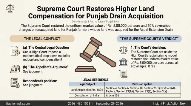 Supreme Court Restores Higher Land Compensation for Punjab Drain Acquisition