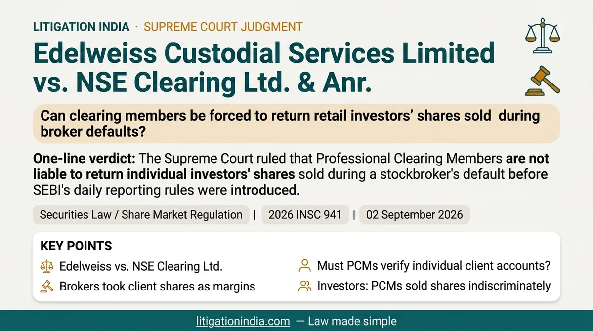 Edelweiss Custodial Services Limited vs. NSE Clearing Ltd. & Anr. — infographic summary