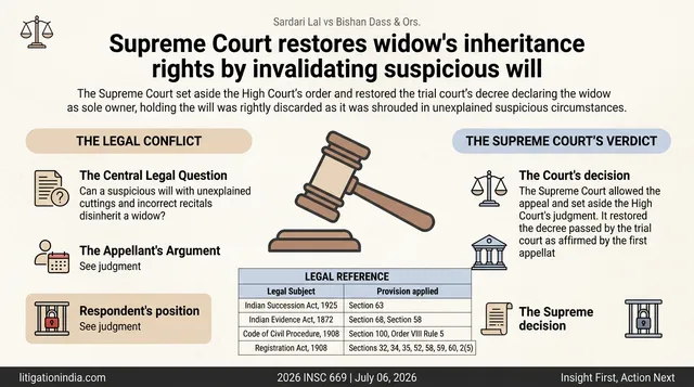 Supreme Court restores widow's inheritance rights by invalidating suspicious will