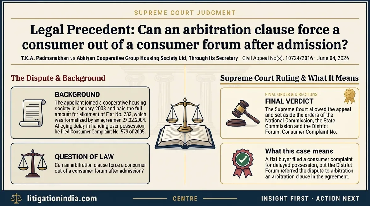 T.K.A. Padmanabhan vs Abhiyan Cooperative Group Housing Society Ltd, Through Its Secretary — infographic summary