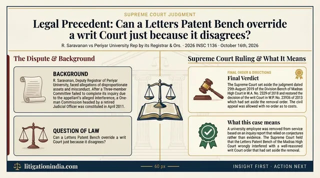 Supreme Court Restores Writ Court Order Setting Aside Removal from Service Based on Perverse Inquiry Findings