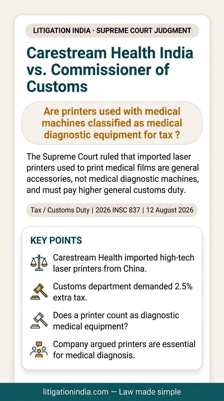 Carestream Health India vs. Commissioner of Customs — infographic summary