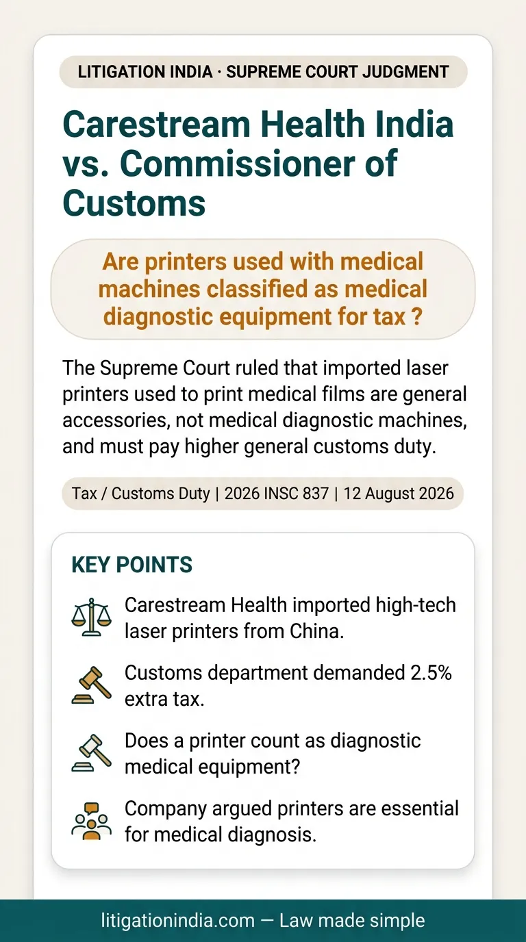 Carestream Health India vs. Commissioner of Customs — infographic summary