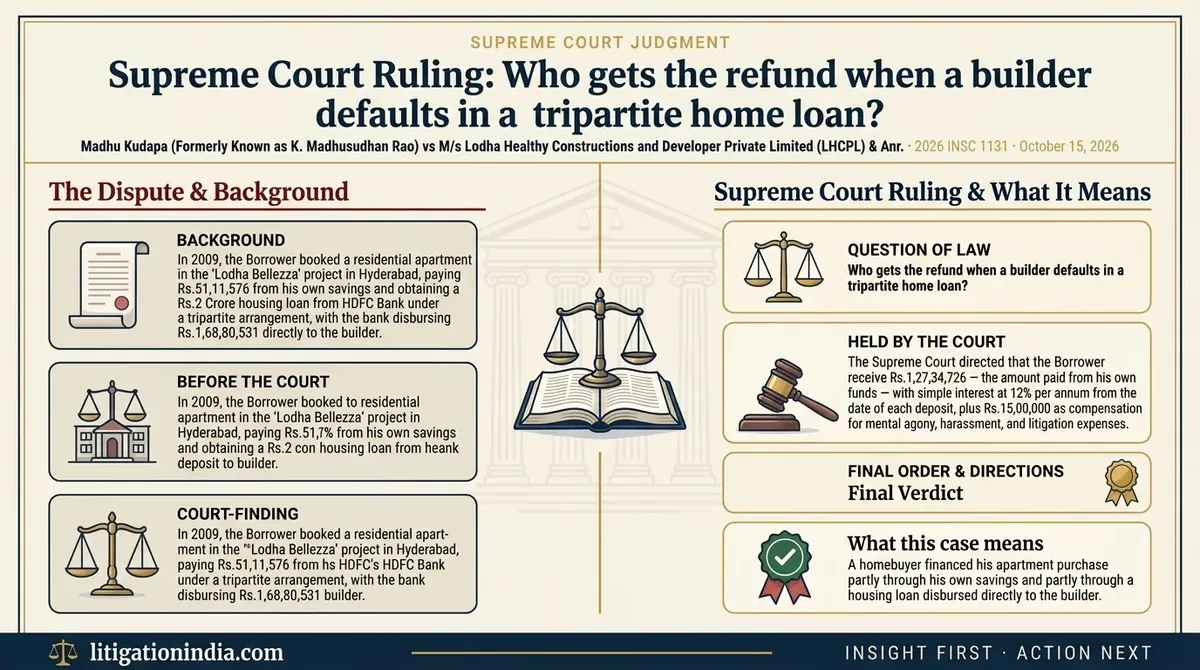 Madhu Kudapa (Formerly Known as K. Madhusudhan Rao) vs M/s Lodha Healthy Constructions and Developer Private Limited (LHCPL) & Anr. — infographic summary