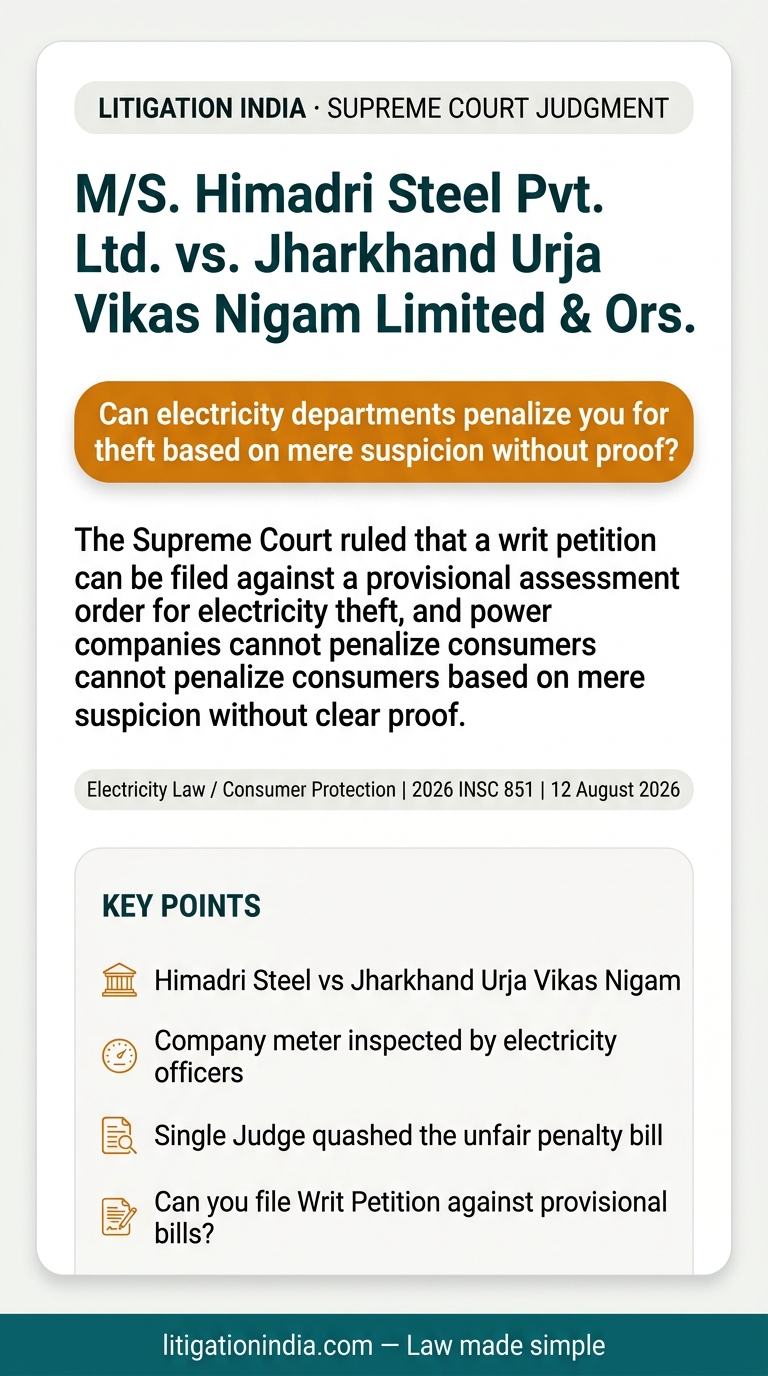 M/S. Himadri Steel Pvt. Ltd. vs. Jharkhand Urja Vikas Nigam Limited & Ors. — infographic summary