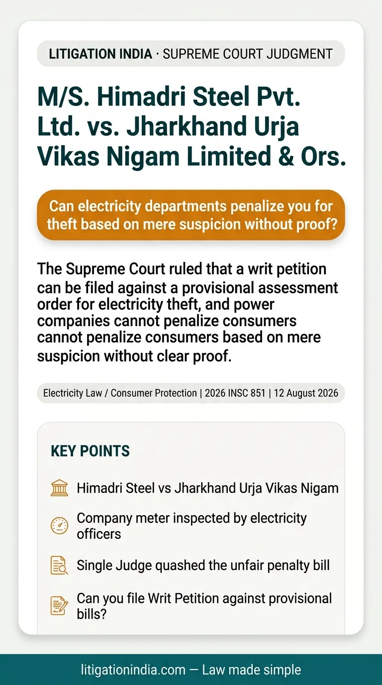 M/S. Himadri Steel Pvt. Ltd. vs. Jharkhand Urja Vikas Nigam Limited & Ors. — infographic summary