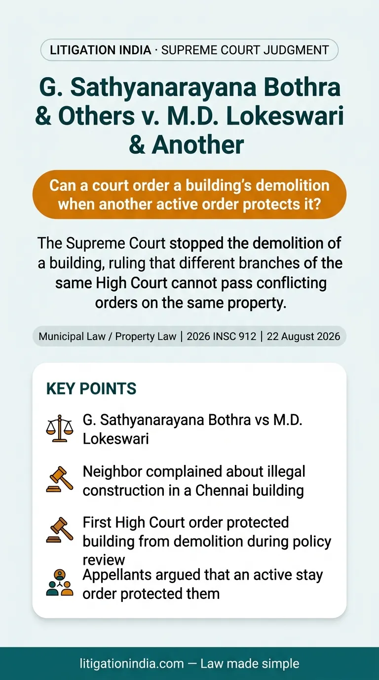 G. Sathyanarayana Bothra & Others v. M.D. Lokeswari & Another — infographic summary