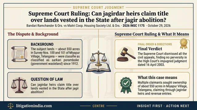 Supreme Court Upholds State Title Over Miyapur Village Lands, Dismissing Jagirdar Heirs' Claims
