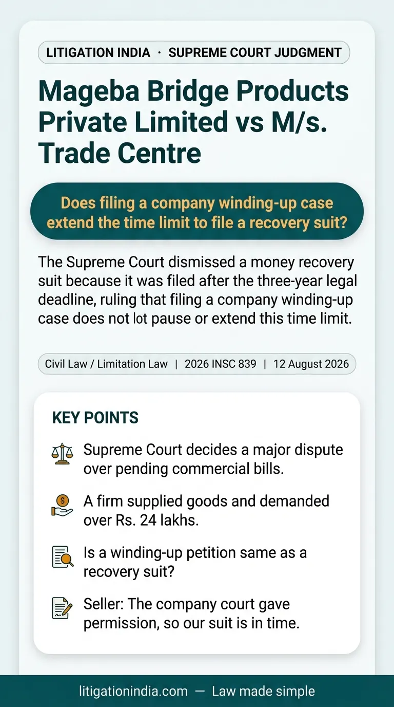 Mageba Bridge Products Private Limited vs M/s. Trade Centre — infographic summary