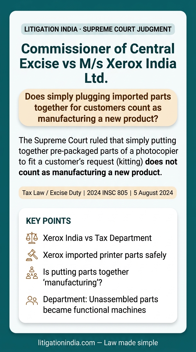 Commissioner of Central Excise vs M/s Xerox India Ltd. — infographic summary