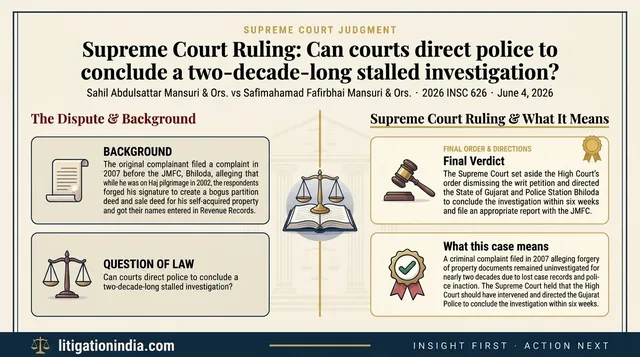 Supreme Court Orders Conclusion of Two-Decade-Old Forgery Investigation in Six Weeks