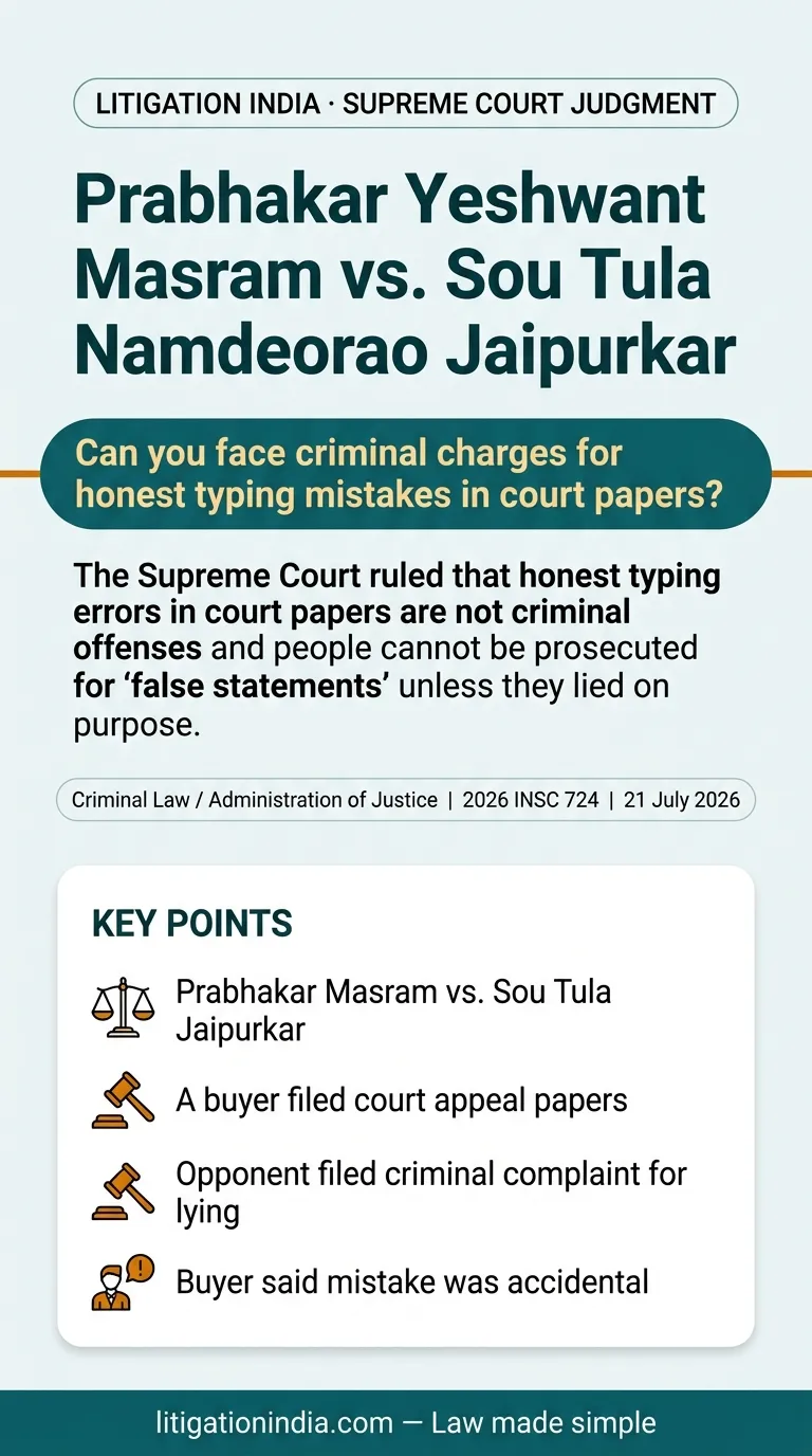 Prabhakar Yeshwant Masram vs. Sou Tula Namdeorao Jaipurkar — infographic summary