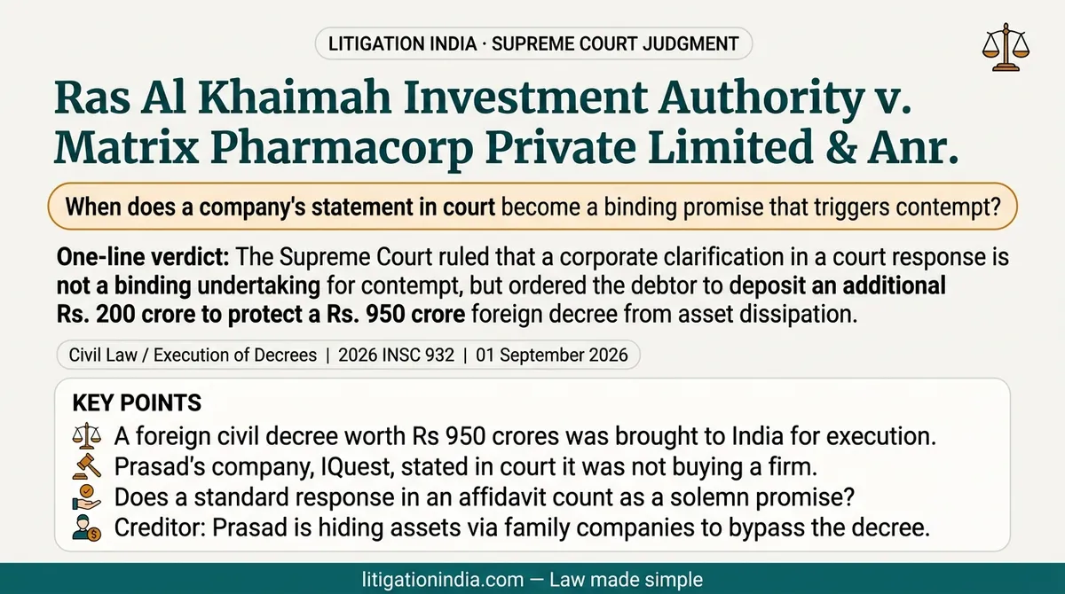 Ras Al Khaimah Investment Authority v. Matrix Pharmacorp Private Limited & Anr. — infographic summary
