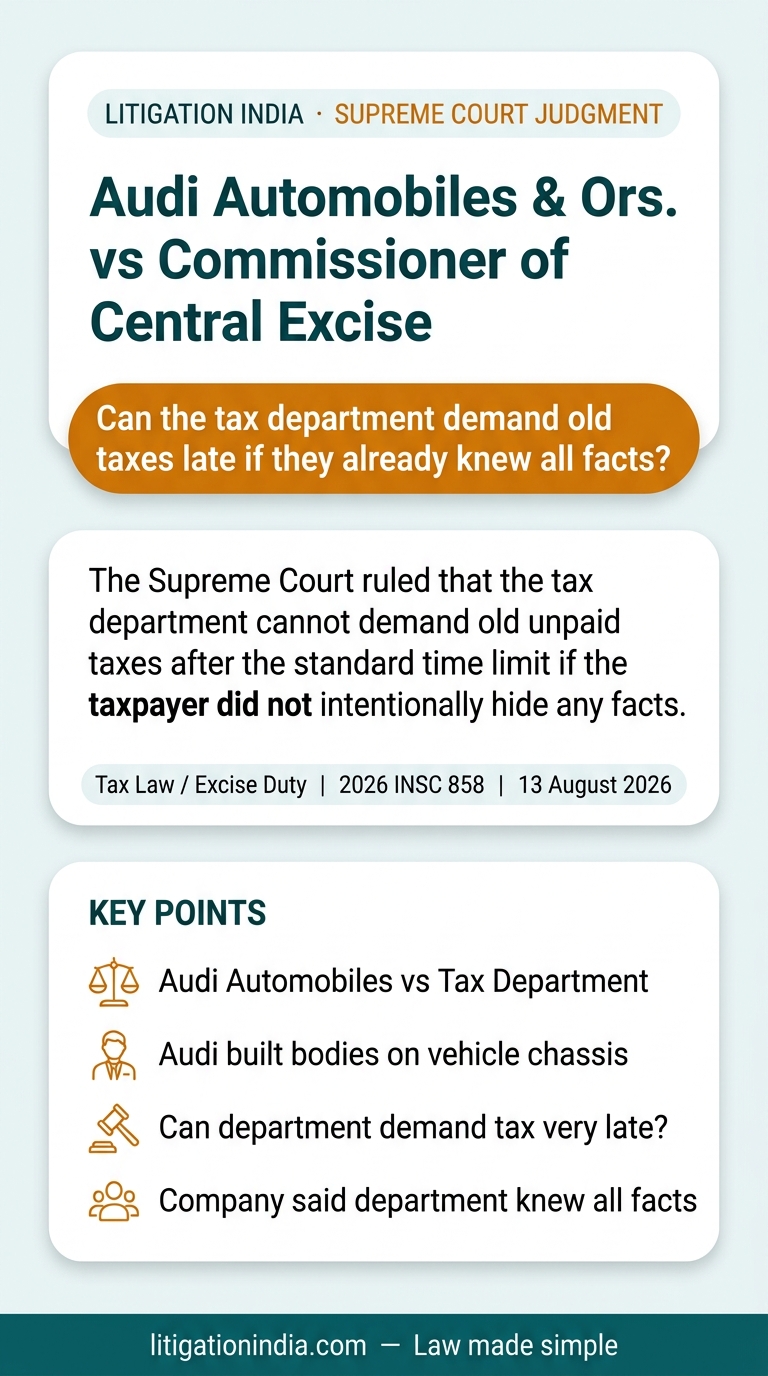 Audi Automobiles & Ors. vs Commissioner of Central Excise — infographic summary
