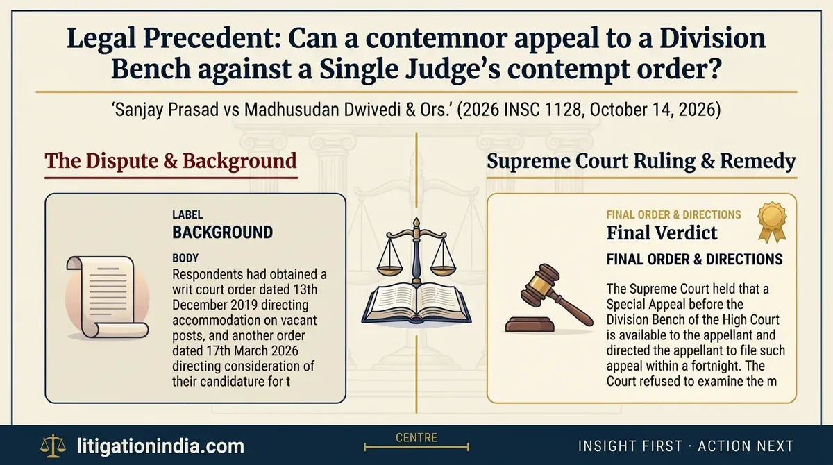 Sanjay Prasad vs Madhusudan Dwivedi & Ors. — infographic summary