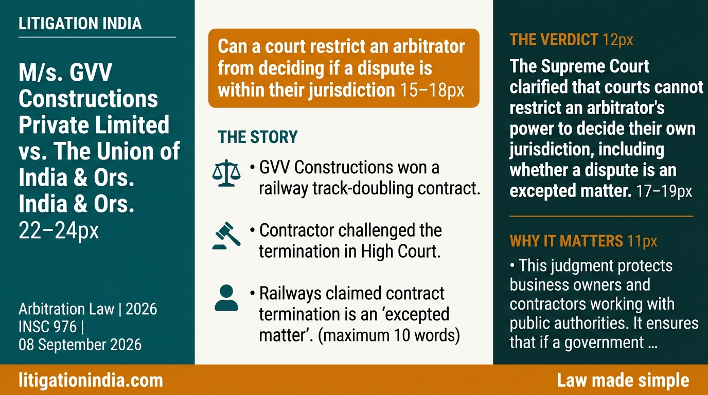 M/s. GVV Constructions Private Limited vs. The Union of India & Ors. — infographic summary
