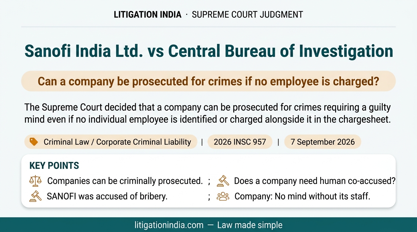 Sanofi India Ltd. vs Central Bureau of Investigation — infographic summary