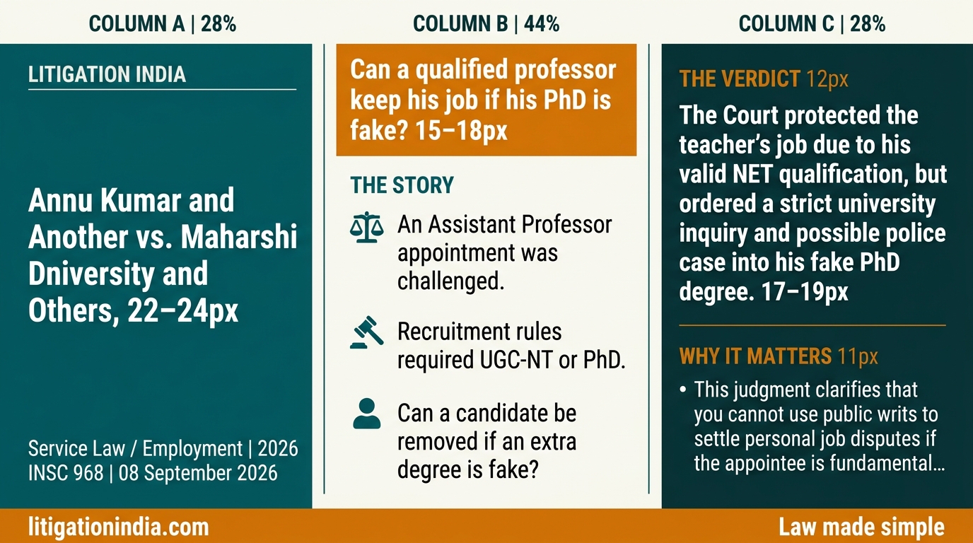 Annu Kumar and Another vs. Maharshi Dayanand University and Others — infographic summary