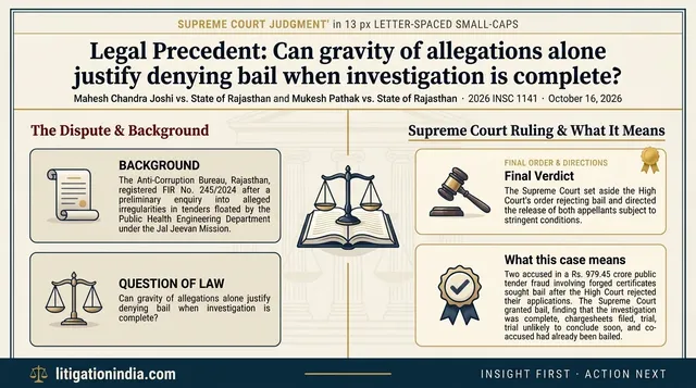 Supreme Court Grants Bail in Rajasthan Jal Jeevan Mission Tender Fraud Case