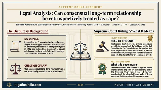 Supreme Court Discharges Accused in Consensual Relationship Converted to Rape Case