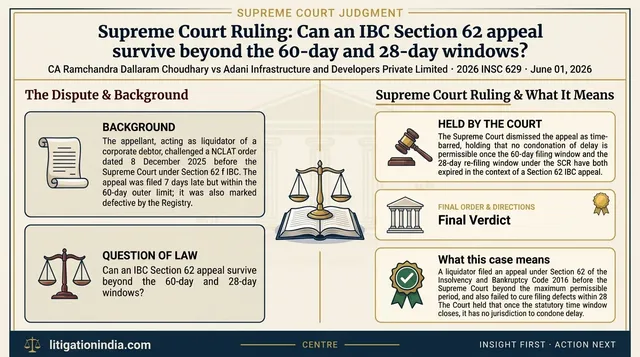 Supreme Court Dismisses Time-Barred IBC Appeal Filed by Liquidator
