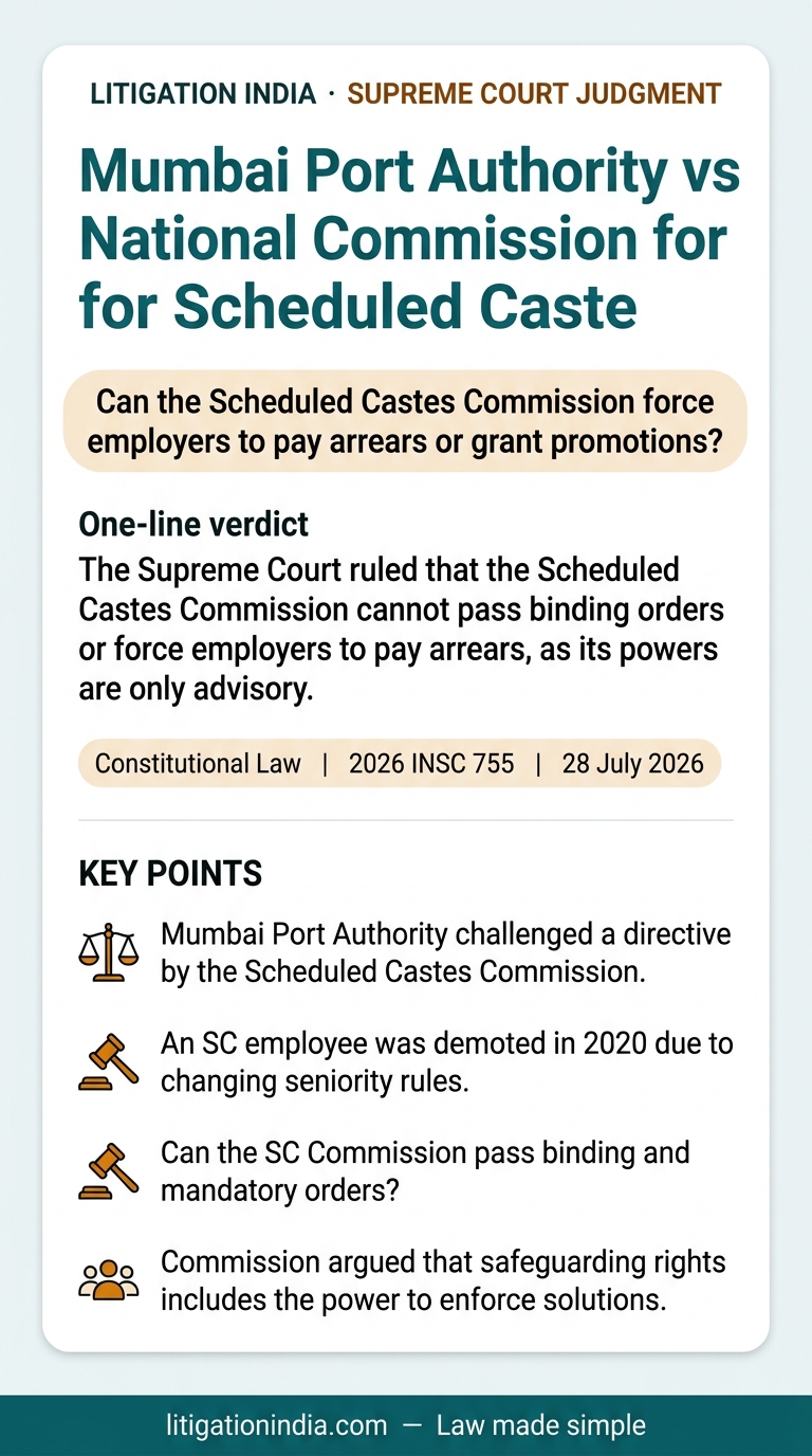 Mumbai Port Authority vs National Commission for Scheduled Caste — infographic summary